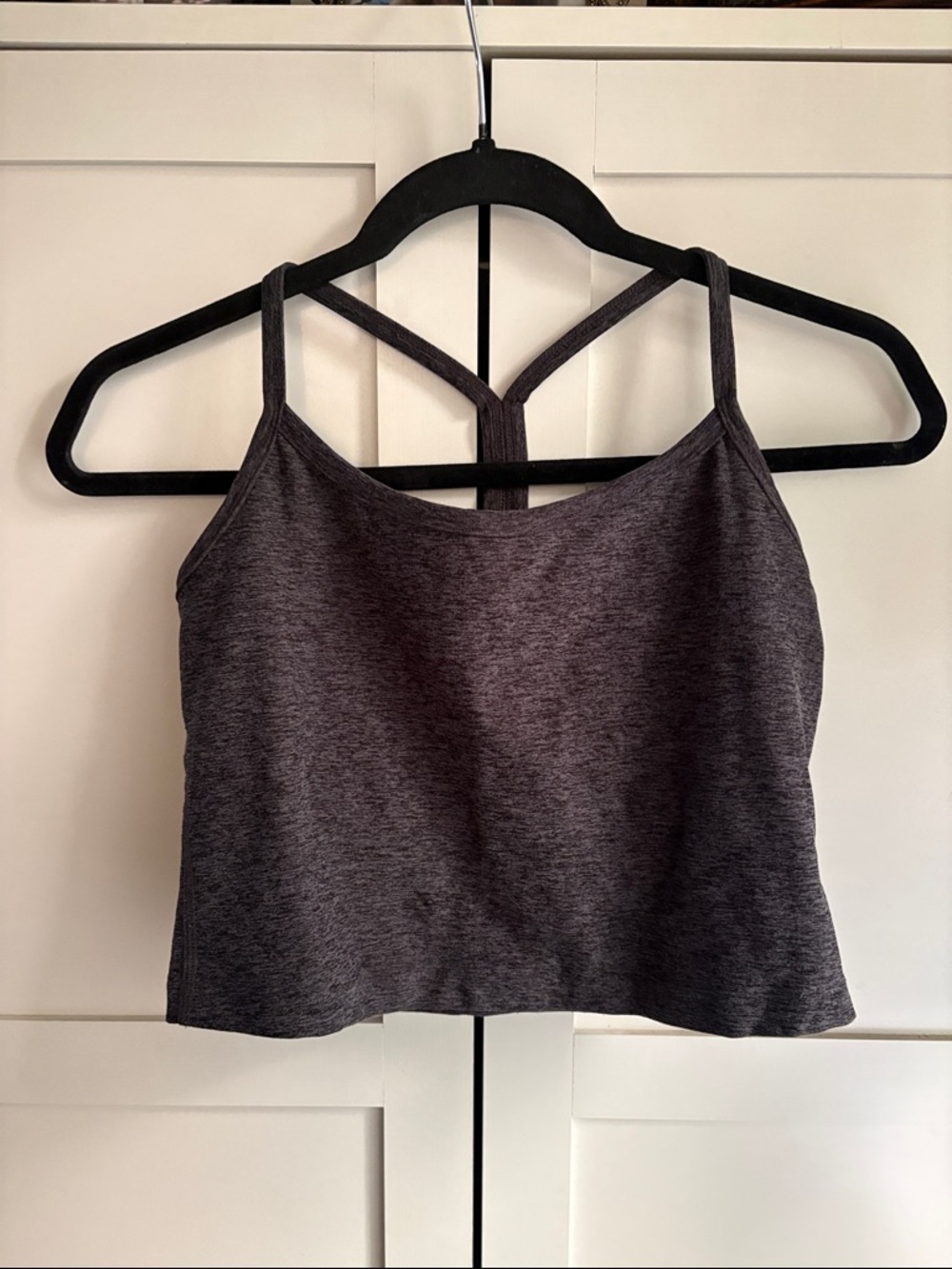 Beyond Yoga Charcoal Heather Gray Strappy Sports Bra Tank